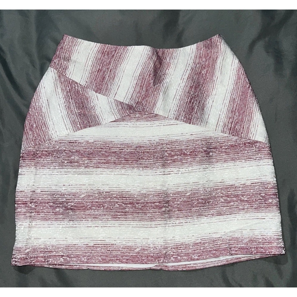 Hutch Anthropologie Stretch Stripe Mini Skirt Pink White